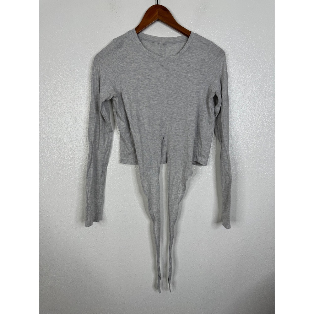 Lululemon It's a Tie Long Sleeve Crop Top Heathered Gray Yoga Shirt Womens